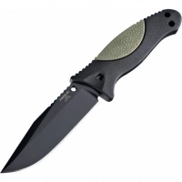 Нож с фиксированным клинком Hogue EX-F02, сталь A2 Tool Steel Black Cerakote, рукоять термопластик GRN купить в Иркутске