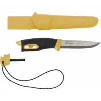 Нож с фиксированным лезвием Morakniv Companion Spark Black Yellow, сталь Sandvik 12C27, рукоять резина/пластик купить в Иркутске