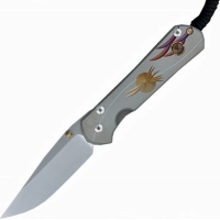 Нож складной Chris Reeve Large Sebenza 21 Unique Graphics Citrine Cabochon, сталь CPM-S35VN, рукоять титан купить в Иркутске