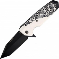 Нож складной Hogue EX-02 Skulls & Bones Tanto, сталь 154CM, рукоять ABS-пластик, белый купить в Иркутске