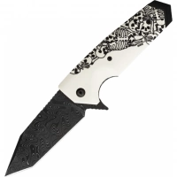 Нож складной Hogue EX-02 Skulls & Bones Tanto, сталь дамасская, рукоять ABS-пластик купить в Иркутске