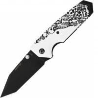 Нож складной Hogue EX-02 Tanto Skulls & Bones, сталь 154CM, рукоять ABS-пластик, молочный купить в Иркутске