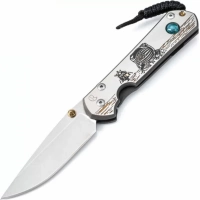 Складной нож Chris Reeve Large Sebenza 21, сталь S35VN, рукоять титановый сплав, гравировка астронавт на луне купить в Иркутске