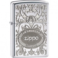 Зажигалка ZIPPO American Classic, латунь с покрытием High Polish Chrome, серебристый, 36х12×56 мм купить в Иркутске