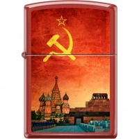 Зажигалка ZIPPO Красная Москва, латунь/сталь с покрытием Red Matte, красная, матовая, 36x12x56 мм купить в Иркутске